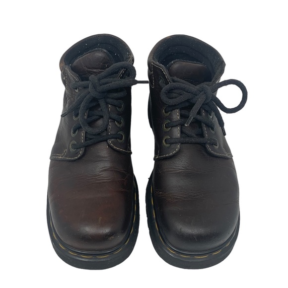 Dr. Martens Brown Leather Chunky Platform Boots 90s Grunge Work Style - Picture 9 of 13